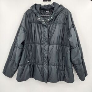 Torrid Hooded Puffer Jacket Womens Plus Size 3X Deep Green Wind Water Resistant